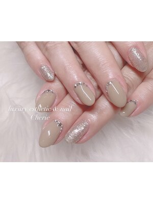 ☆A-438☆ネイルチップ ブラウンのチューリップのナチュラルネイル  