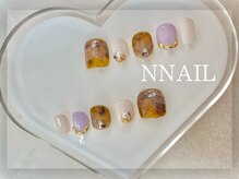 エヌ ネイル(N NAIL)/べっこう×水彩フラワー