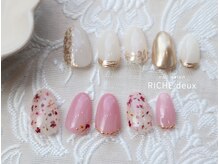 リッシュ ドゥ(RICHE deux)/ホワイト×ゴールド・押し花