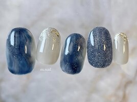 ネイビー×ラメニュアンス