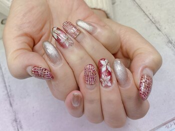 ネイル ビューティーマジック 葛西本店/ツイードフラワーネイル