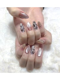 レオパード×マグネットネイル