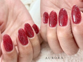 アウロラ 代々木上原(AURORA)/赤フラッシュネイルワンカラー