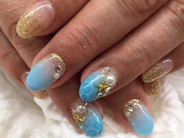 水面アート☆夏ネイル