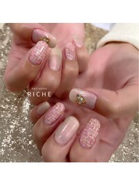 ピンクのツイードネイル！