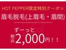 【HOT PEPPER限定クーポン】上眉毛脱毛ずーっと¥2,000  回数：1回