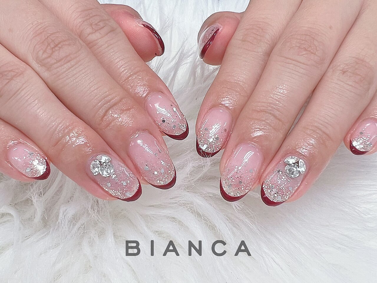 No.261】キラッキラシリーズ ハート 赤 ピンク ビジュー グラデ 2025年