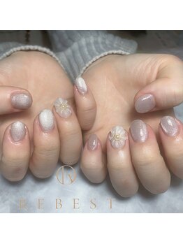 リーベスト 四条畷店(REBEST)/マグネット×フラワーネイル