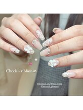 モナールアンド(MONNAL&)/チェック×リボンネイル