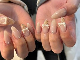 ブラウンチェックネイル