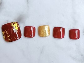 レッド＆ゴールドネイル