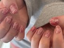 赤　グリッターフラッシュネイル
