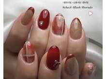 エフネイル(f.nail)/ボルドーチェック