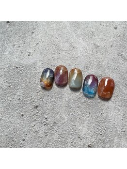 リファインネイル(refinenail)/夕焼け色ニュアンスネイル