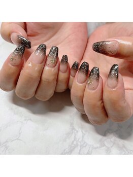 ブラン(blanc)/ブラックグラデーションネイル