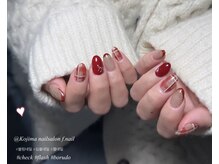 エフネイル(f.nail)/ボルドーチェック