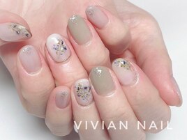 春カラー　フラワーネイル