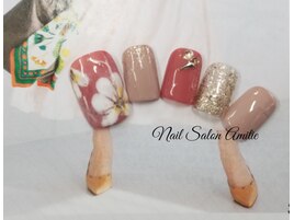 大人上品系フラワーfootネイル
