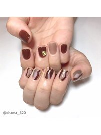 秋色ちぐはぐネイル