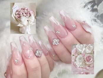 Milky nail/フィルイン/長さだし/スカルプ/持ち込み/マグネット/ワンホンネイル/上品なシアーVフレンチ☆