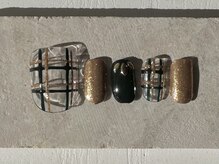 カラ ネイル 中津店(calla nail)/カーキ×ゴールド