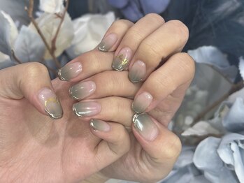 グラデーション×ミラーフレンチ