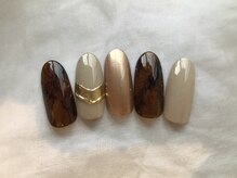 アウラ ネイルサロンアンドスクール(aula)/べっ甲×ミラーネイル