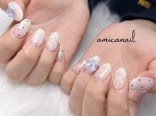 アミカ ネイル(amica nail)/リボン　キルティングネイル