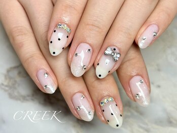クリーク(CREEK)/リボンドット韓国ヌーディネイル