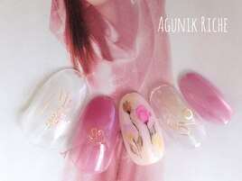 【水彩フラワーネイル】