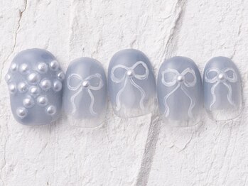 ジェミーネイル エビス(Jemiy nail ebisu)/ブルーパールリボン12260yen