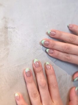 ネイル ドゥ 岡山駅前店(Nail Doux)/ミントグリーンフレンチ
