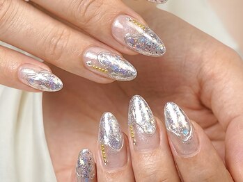 ネイルズミューコ 四谷三丁目店(nail’s MyuCo)/【sparkling silver】