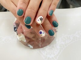 和ネイル★くすみグリーン