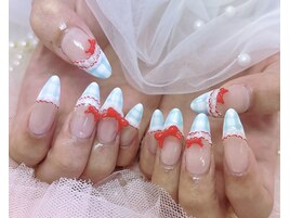 フリルネイル 水色 ガーリー