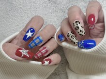 エル 船橋店(elu)/チェックネイル×アニマル柄