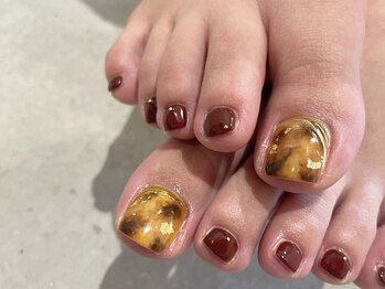 アース ネイルアンドアイラッシュ 甲府昭和店(HAIR & MAKE EARTH Nail&Eyelash)/べっ甲フットネイル ¥8900
