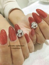 プライベート ネイルサロン マーマ(murmur)/赤ラメネイル