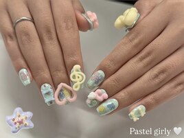 パステルミラーゴテゴテネイル♪