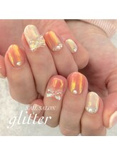 ネイルサロン グリッター(NAIL SALON glitter)/オーロラリボンネイル