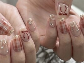 チェック リボンネイル