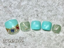 ミオリィ(meoli)/フット　ワンカラー＋お花アート