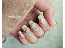 シュガーネイル(sugar nail)/春カラーでブロッキングネイル