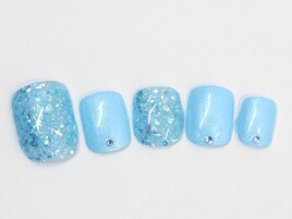 ブルー　フットネイル