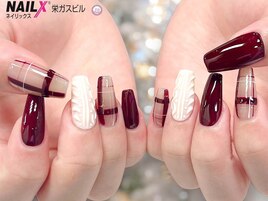 ニットネイル×チェックネイル