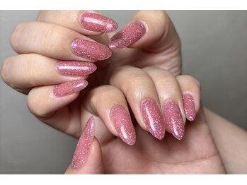 韓国グリッターネイル施術写真