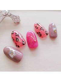 くすみカラーピンク☆レオパード