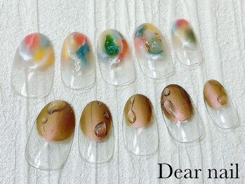 ディア ネイル(Dear nail)/ちぐはぐレインボー×水滴