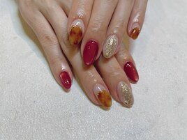 【パラジェル】べっこうネイル