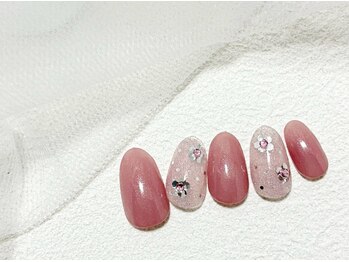 上品ピンク/春/ニュアンスネイル